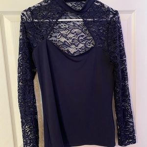 EXPRESS- Dark Blue Lace Blouse
